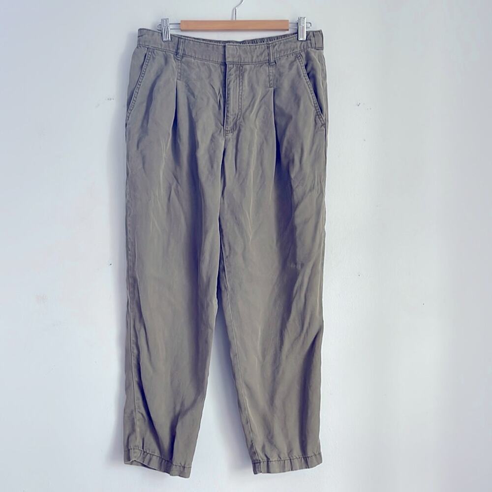 LOFT hi rise vintage washed pleated elastic waist trouser dress pants sz M